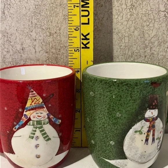 Oneida Sakura Christmas Snowman Red and Green Mug and Bowl Set Great Condition - Picture 11 of 11
